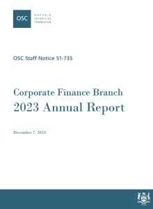 Corporate Finance Branch 2023 Annual Report